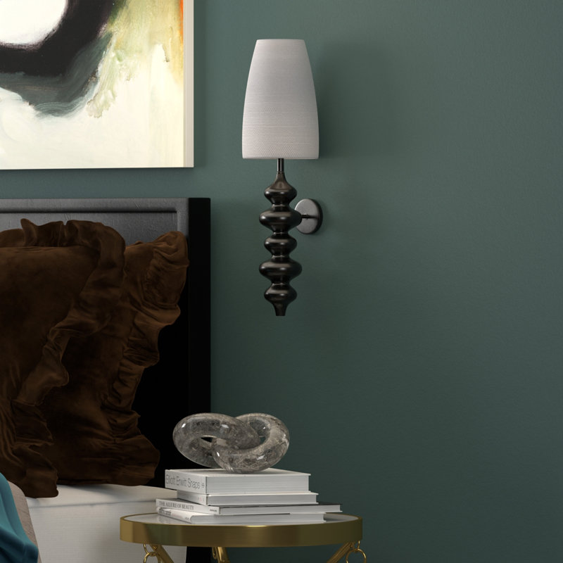 Giniebra Sconce - Matte Black Finish on Polyresin Body with Hardback Shade