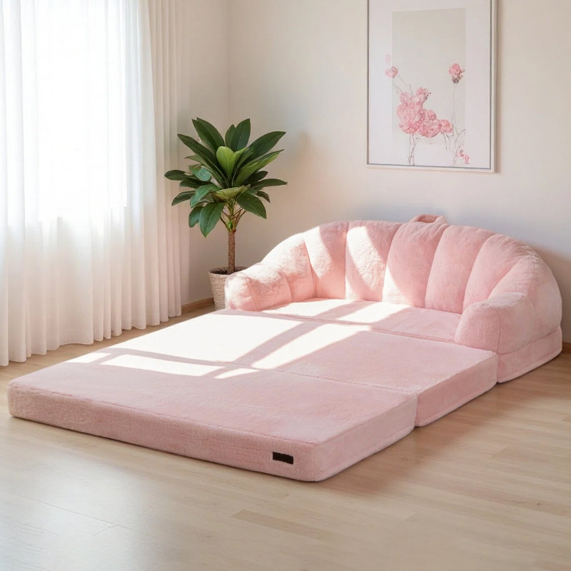 Canapé-lit 2 en 1 convertible en méridienne Comfy Bean Bag, Causeuse, Rose