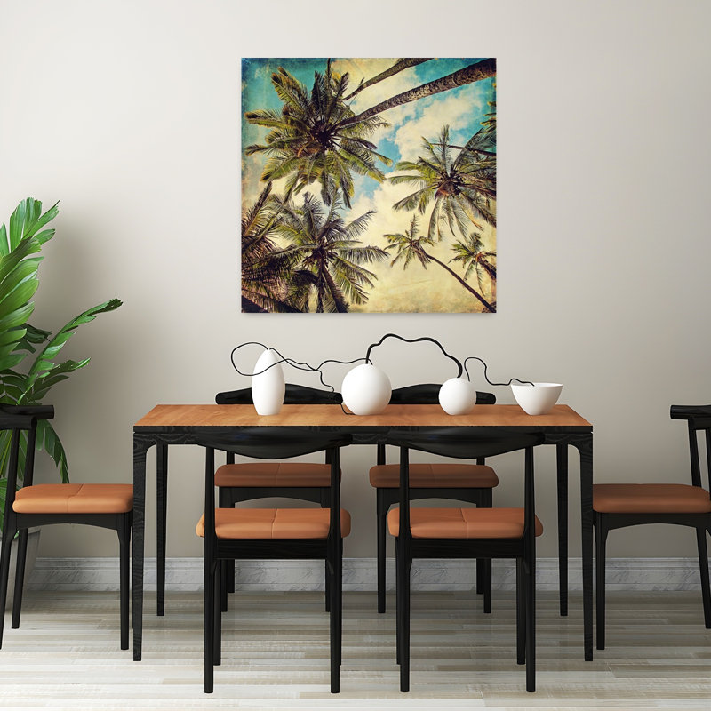 «Kauai Island», palmiers abstraits, paysage tropical, art, 32" H x 32" W