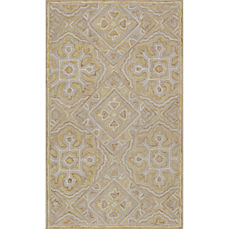 Rhodes Hand-Tufted Cut/Loop Pile Textured Medallions Wool Rug, 3' x 5'