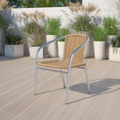 Arthor Aluminum and Rattan Commercial Indoor-Outdoor Restaurant Stack Chair by Wade Logan