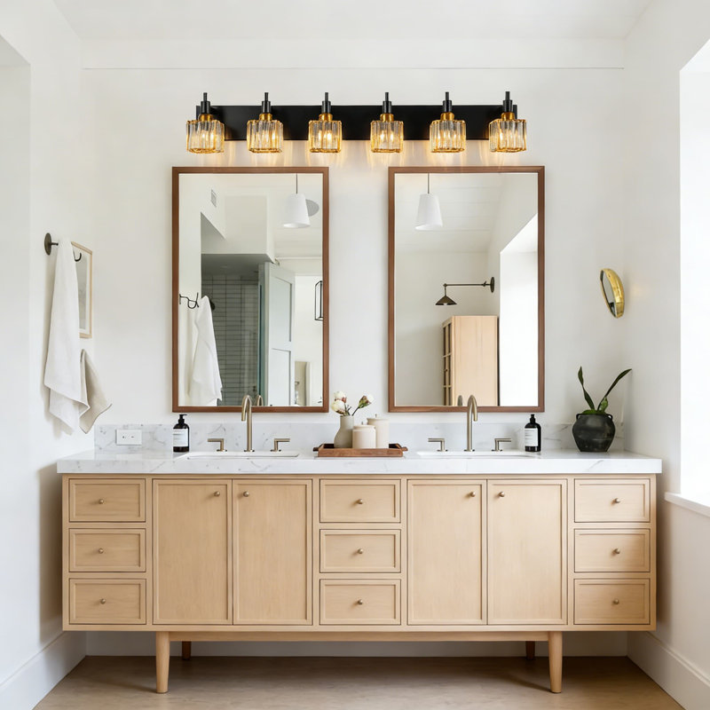 Luminaire de meuble-lavabo moderne en cristal avec fonction à intensité variable, design élégant en or noir, installation facile pour le miroir ou le mur de la salle de bain