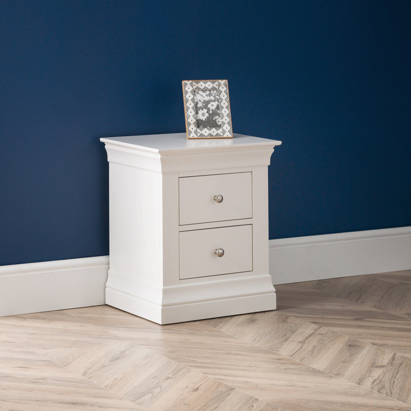 Dial 50cm W Solid Wood Bedside Table, White