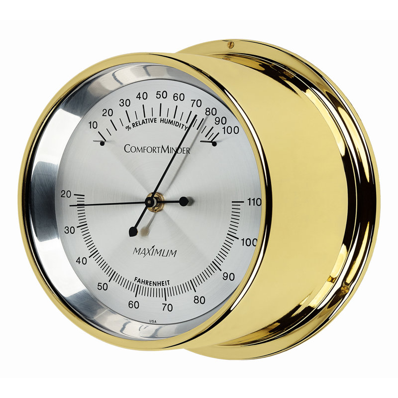 ComfortMinder 7'' Hygrometer by Maximum Weather Instruments, Brass/Silver