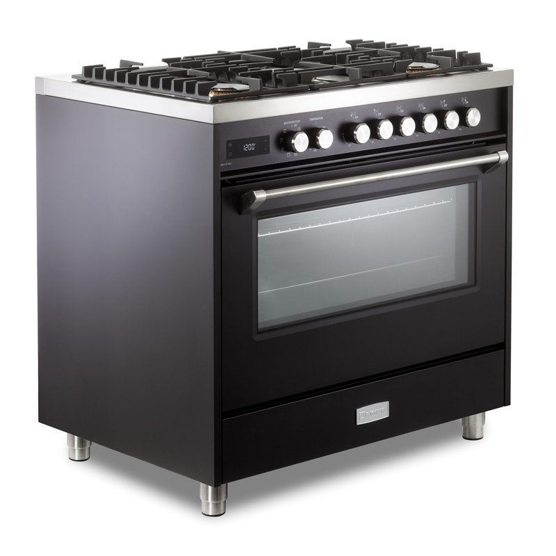 Verona Ultima 36" 5 Burner Single Dual Fuel Range, Black
