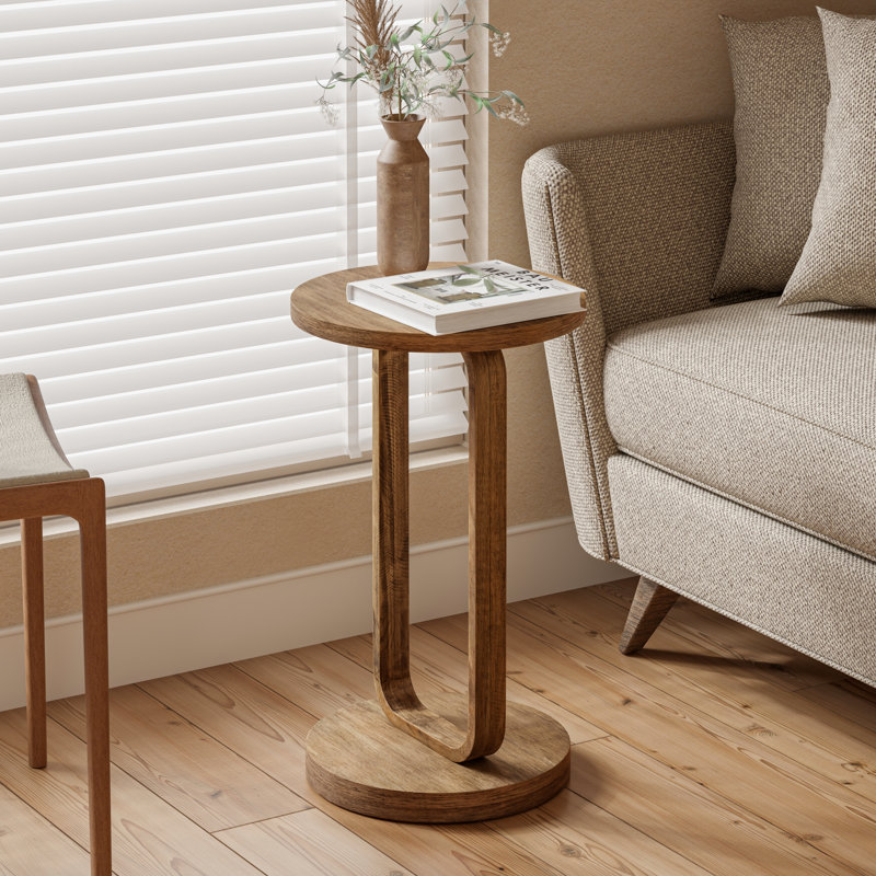 Farmhouse Minimalist  Round End Table With Open Base