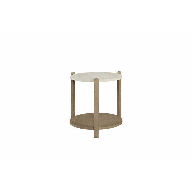 Table d'appoint en pierre exquise avec construction robuste et tablette pratique
