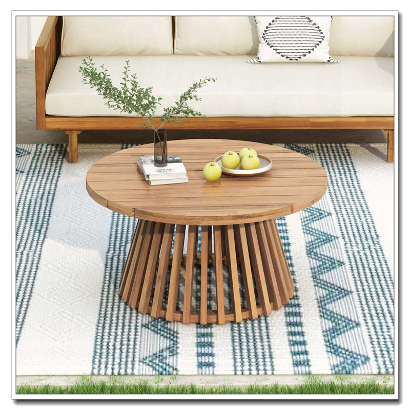 Table basse en bois, Teck clair