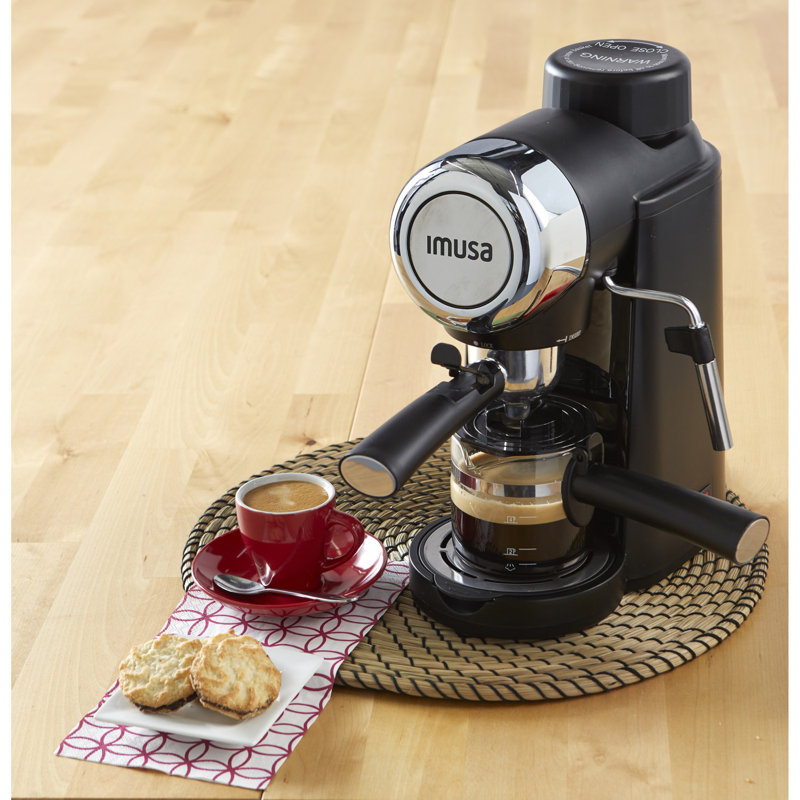IMUSA 4 Cup Espresso/Cappuccino Maker, 13.78" H x 9.06" W x 11.81" D, Black