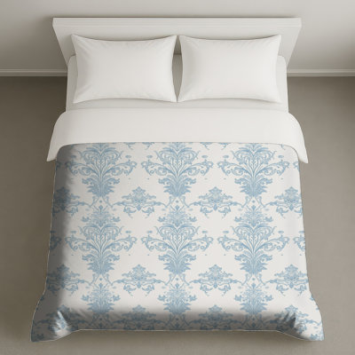 Housses de couette à motif damassé bleu
