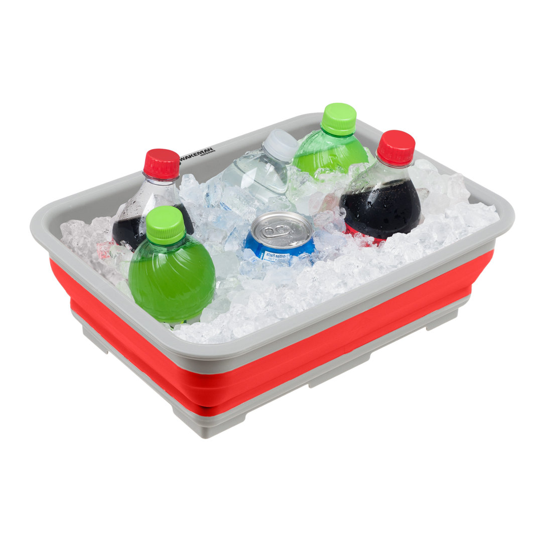 Wakeman Collapsible Ice Bucket - Multipurpose 10-Liter Wash Bin Bucket for Camping and Beach Trips wakeman 