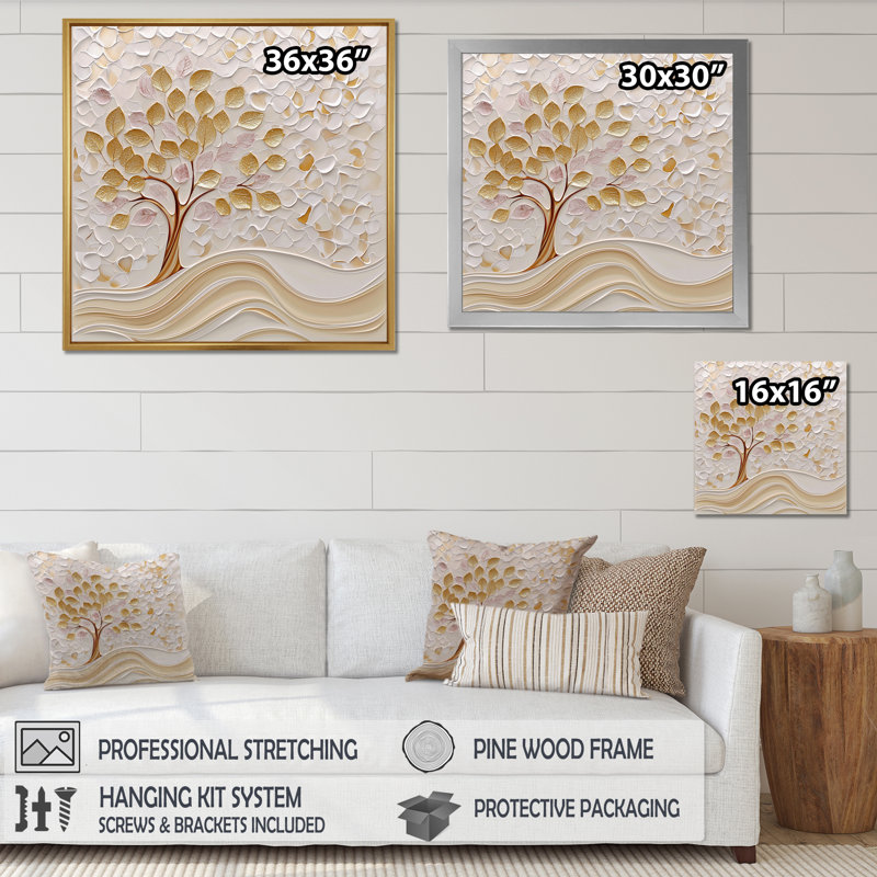 Reproduction d'art sur toile Golden Glow, H 30 po x l 30 po, Impression dans un cadre flottant sans passe-parto, Gold
