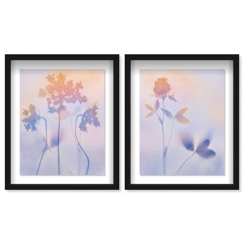 Lavender Shadows Set Shadowbox Floral & Botanical Print by Oliver Gal, Black Frame, 16 x 20, 21.5"H x 25.5"W, Black Shadowbox