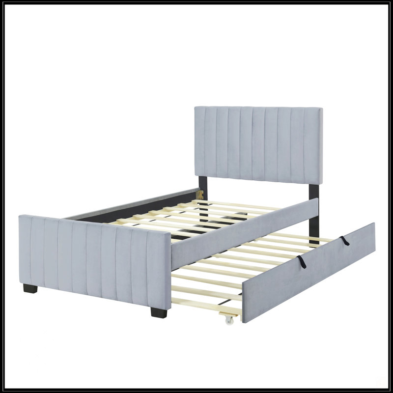 Lit plateforme tapissier simple en velours