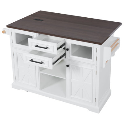 54.9" Kitchen Island With Drop Leaf
