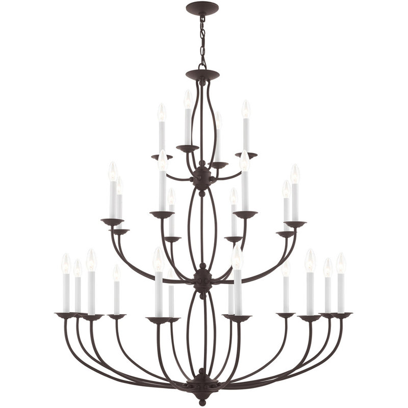 Lustre classique 24 lumières façon bougie, Bronze