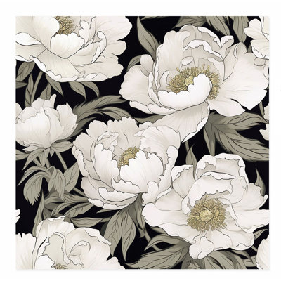 Motif de pivoines florales, reproduction d'art classique sans cadre