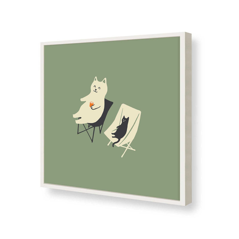 «Happy Go Lucky Cat», impression sur papier, H 13 po x l 13 po, Blanc