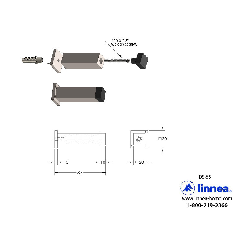 Stainless Steel Baseboard Stop, Satin Brass