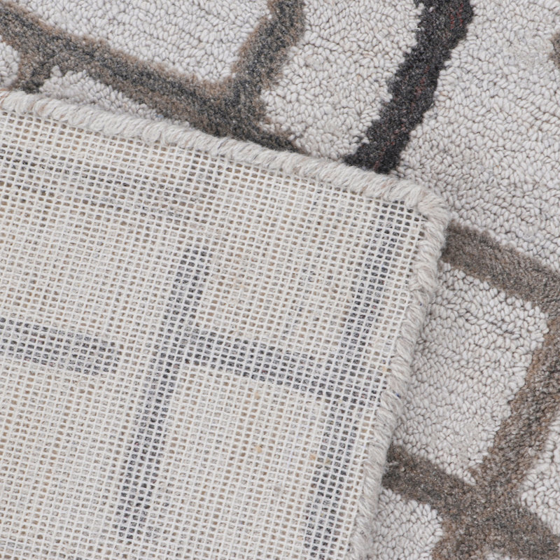 Campbell Hand-Tufted Geometric Indoor/Outdoor Rug Gray/White/Charcoal, Runner 2'6" x 5'