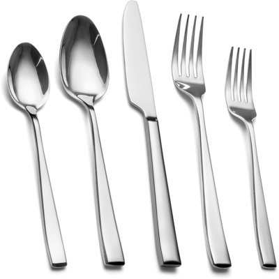 40-Piece Stainless Steel Silverware Set For 8, Premium Mirror Polished Flatware Cutlery Set With Heavy Duty Forks, Spoons & Knives, Modern Kitchen Utensils For Home & Restaurant Use