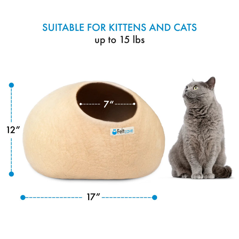 Lit-grotte pour chat Feltcave, Moyen (L 17 po x l 17 po), Crème