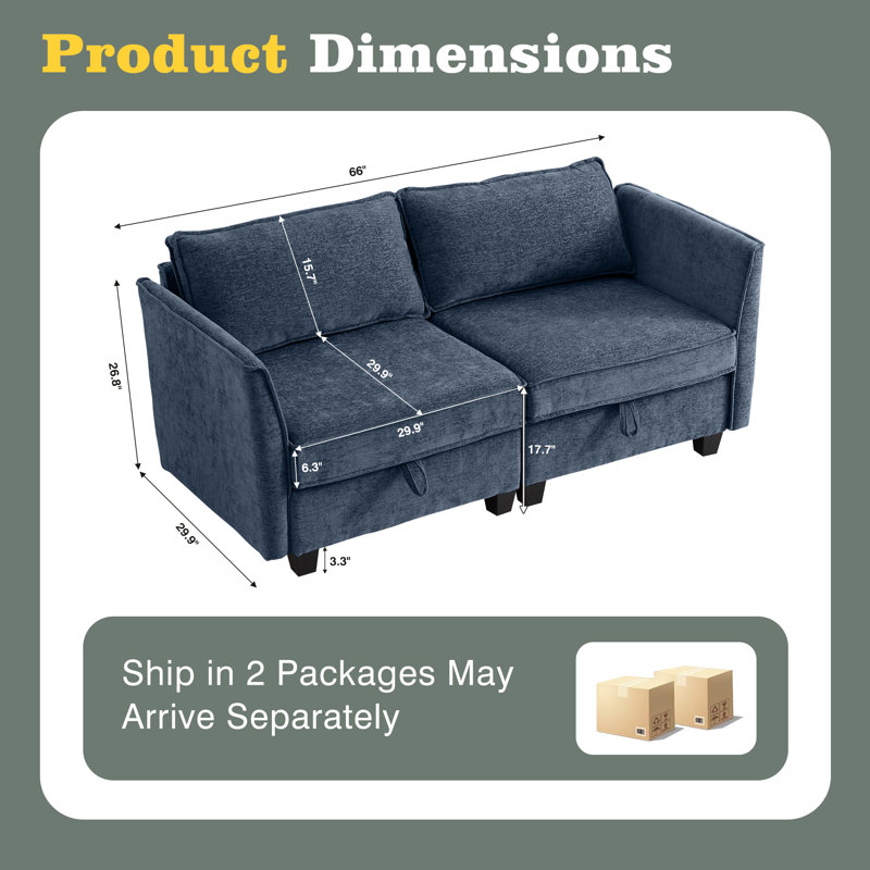 Jukka Upholstered 66'' Loveseat, Blue