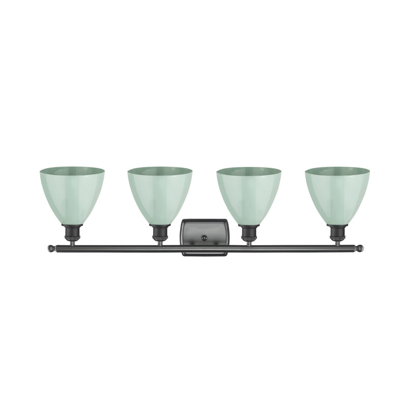 Éclairage pour meuble-lavabo à 4 lumières à intensité variable Amylee, Noir mat, Écume de mer