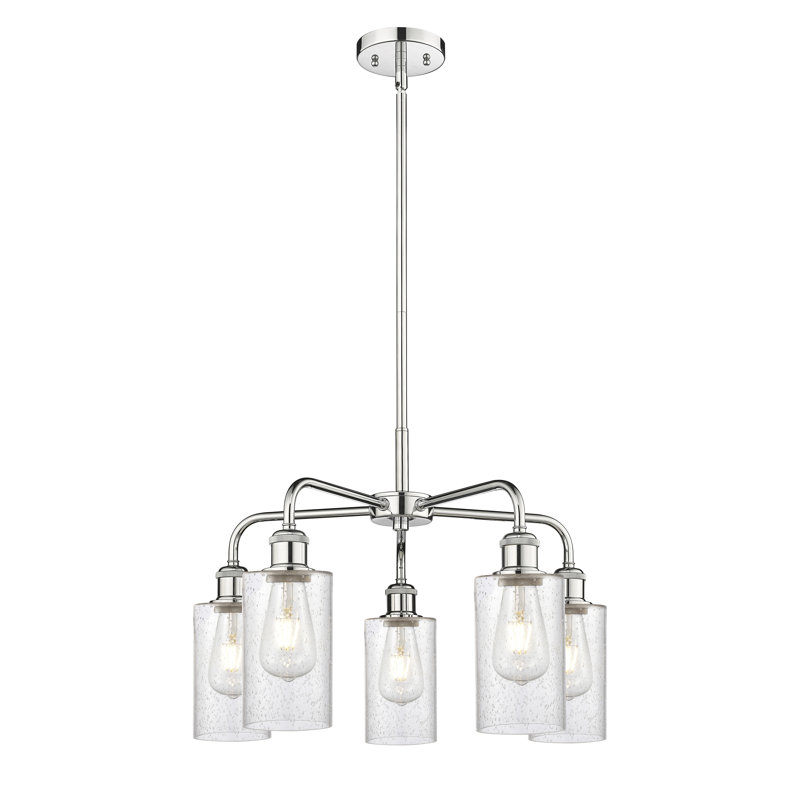 Lustre cylindrique à 5 lumières Ervine, Chrome poli