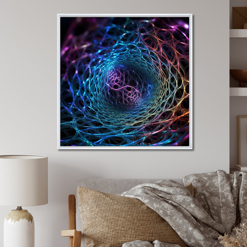 Impression sur toile Infinity Net Space Matrix I - Fractals, H 36 po x l 36 po x P 1,5 po, Cadre flottant blanc