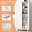 Armoire de rangement en métal blanche de 61 po avec portes galbées et tablettes réglables - solution de rangement compacte pour la chambre à coucher ou le salon-118040100