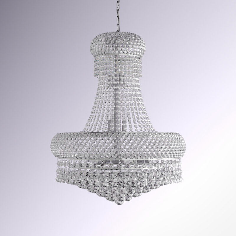 Meanna Dimmable Empire Chandelier, Chrome, 36" H x 28" W x 28" D