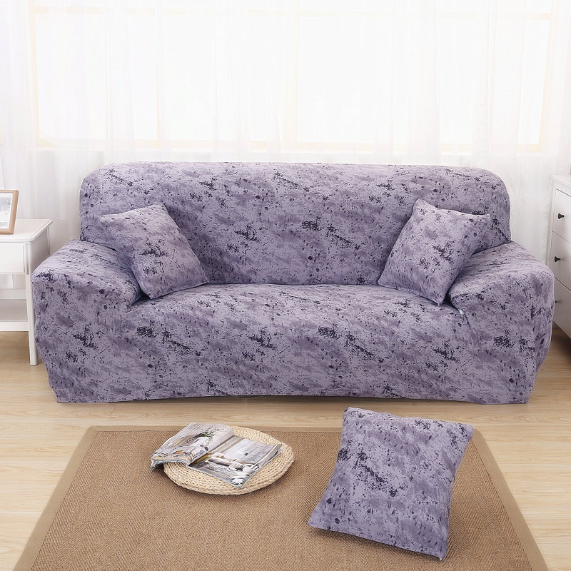 Élégante housse de canapé à coussin carré, Mauve / Gris