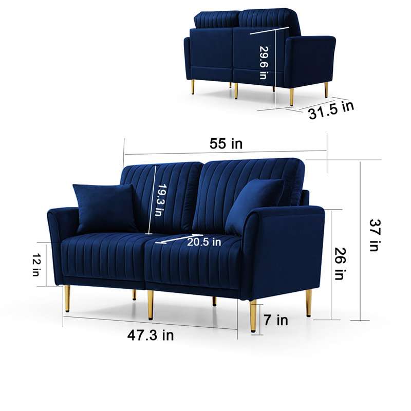 3 - Piece Velvet Living Room Set, Blue Velvet