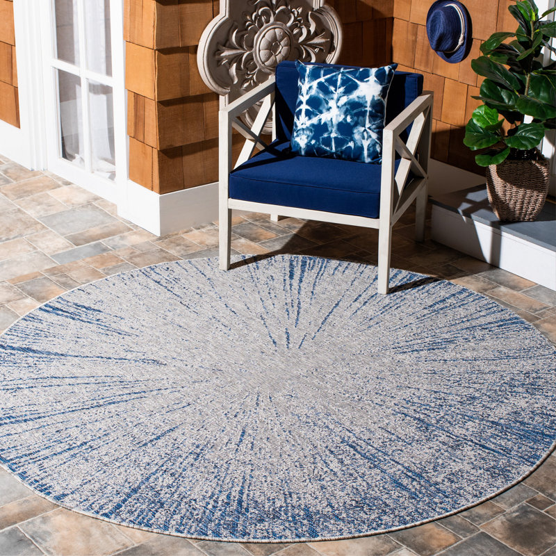 Amabella Performance Abstract Indoor/Outdoor Area Rug, Round 6'7"