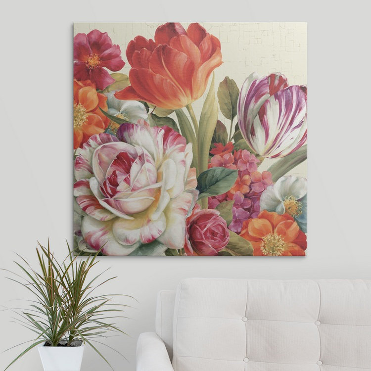 «Cutter Garden View Tossed Florals» par Lisa Audit, reproduction d'art, H 30 po x l 30 po x P 1,5 po, Toile