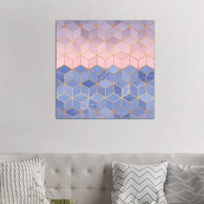 Rose Quartz And Serenity Cubes by Elisabeth Fredriksson - Wrapped Canvas Print