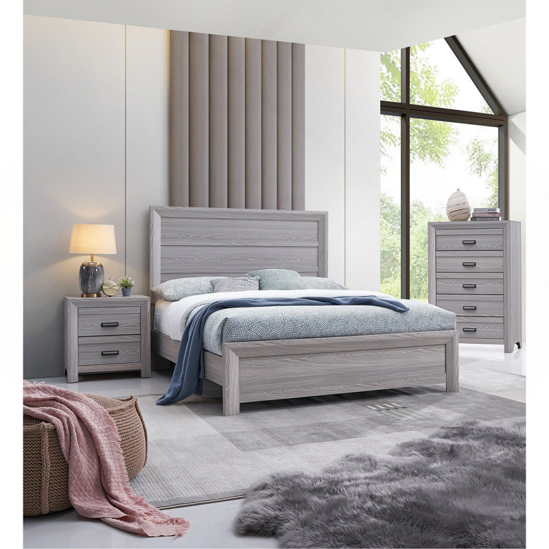 Mobilier de chambre à coucher 1 pièce à 5 tiroirs avec commode contemporaine