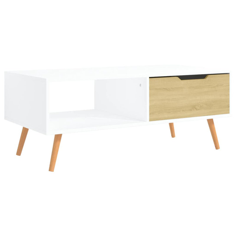 Jakylie Manufactured Wood Frame Single Coffee Table with Storage, White/Brown