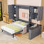 Grand lit escamotable mural 4 tiroirs avec canapé, tablettes, bureau, armoires, lumière DEL et ports de charge-1086649232