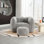 Fauteuil à billes souple avec mousse haute résilience (copeaux) pour le salon et la chambre à coucher, canapé carré confortable avec repose-pieds, housse pour adultes pour jouer, lire et regarder la télévision