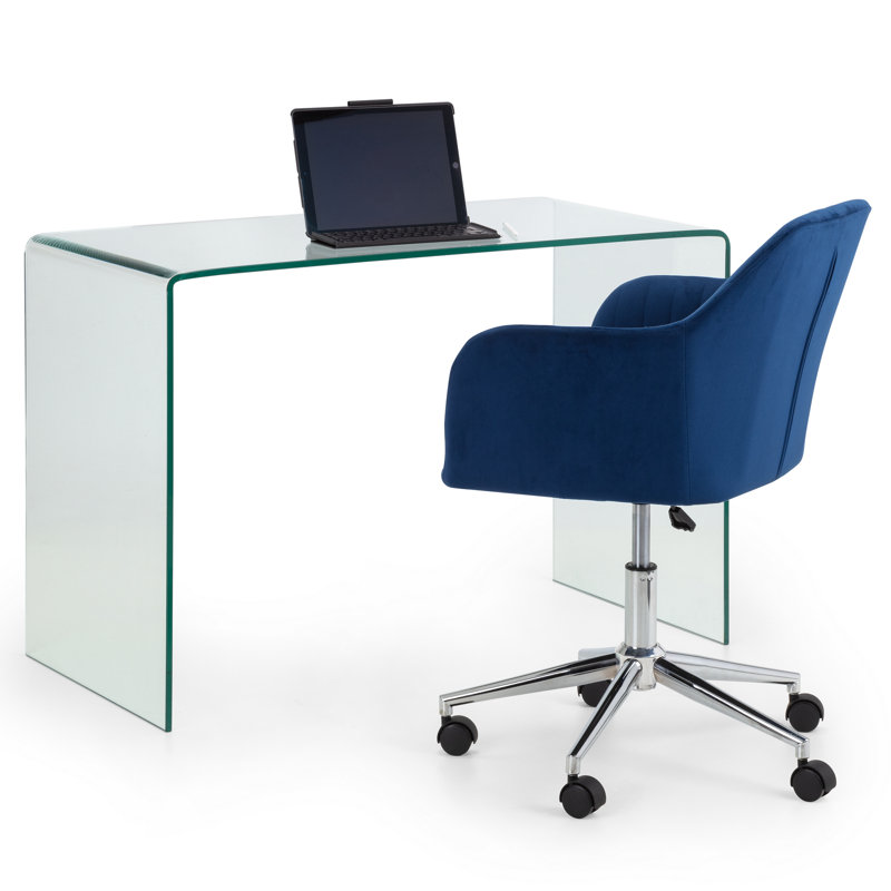 Massena 2 Piece Glass Writing Desk Office Set