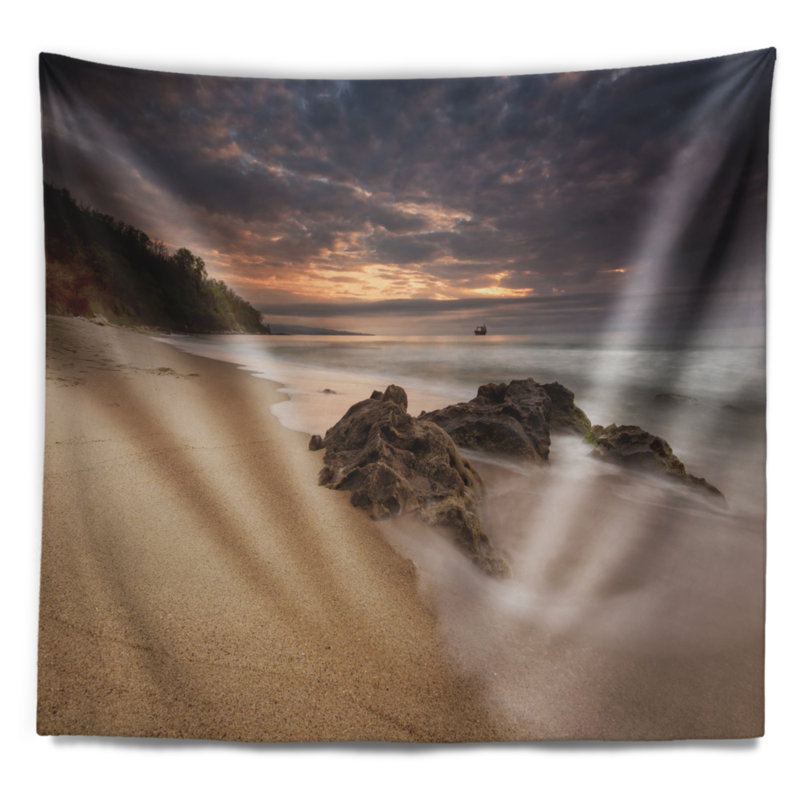 Tapisserie «Beach Peaceful Seashore» avec vagues blanches, H 32 po x l 39 po