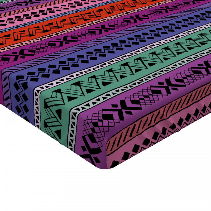 Drap-housse à rayures asiatiques, Drap-housse de taille simple