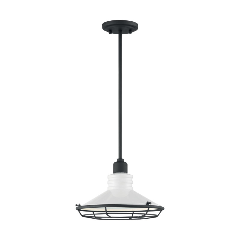 Parkdale 1 - Light Lantern Pendant, Gloss White/Black Accents, 8.13" H x 12" W x 12" D