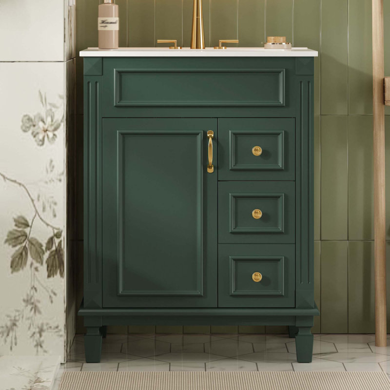 Meuble-lavabo 24 po avec lavabo en céramique, Vert
