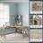 Lavish Home L-Shaped with X-Pattern Legs Computer Desk, Light Gray Finish-1678561770