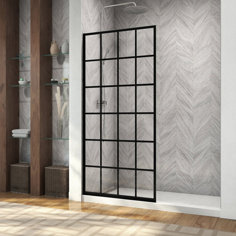 DreamLine Montego Toulon 34 in. W x 72 in. H Single Panel Frameless Shower Door, Open Entry Design in Matte Black