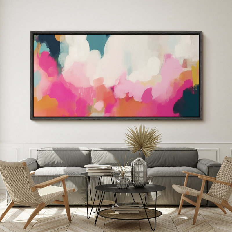 Abstraits coups de couleurs abstraites pastel, H 30 po x l 60 po, Noir, noir, noir, noir