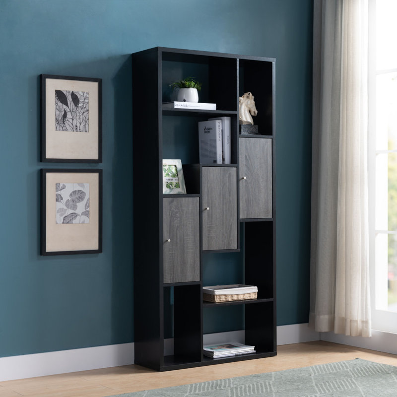 Bibliothèque avec étagère de rangement, tablettes multiples et patiné